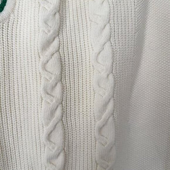 Talbots Drop Shoulder Cable Knit Sweater Vest Preppy Academia Tennis Coastal - Picture 5 of 10